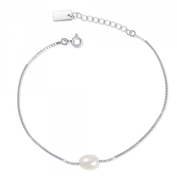 MASAKI Armband silver/white pearl