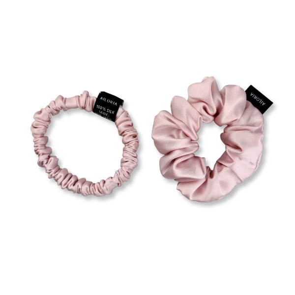 DOUX Set 2 silk scrunchies S and M