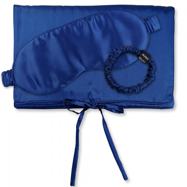 TRAVEL SET BEAUTY S Set silk bag with eye mask and scrunchie S
