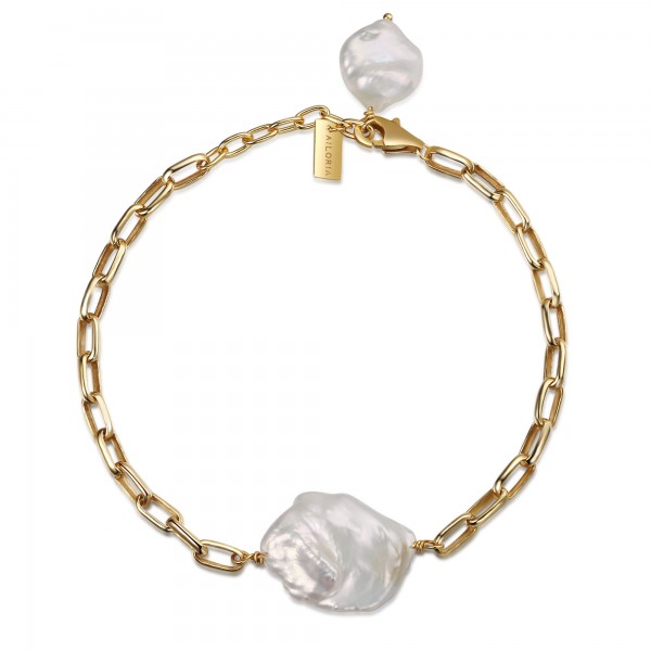 SHINJU Armband gold/weiße Perle