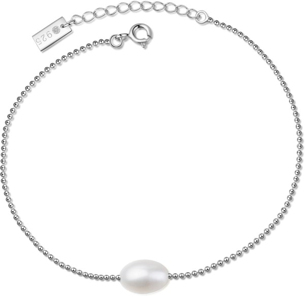 MISAKI Armband Silber/weiße Perle