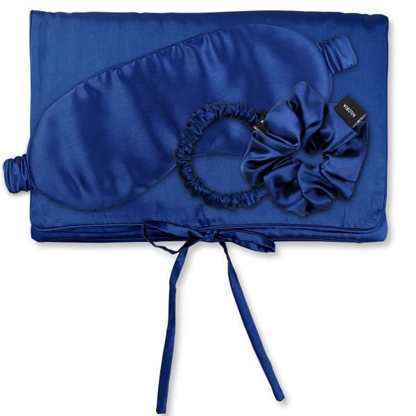 TRAVEL SET HAIR Tasche, Schlafmaske, Scrunchie S & Scrunchie M aus Seide