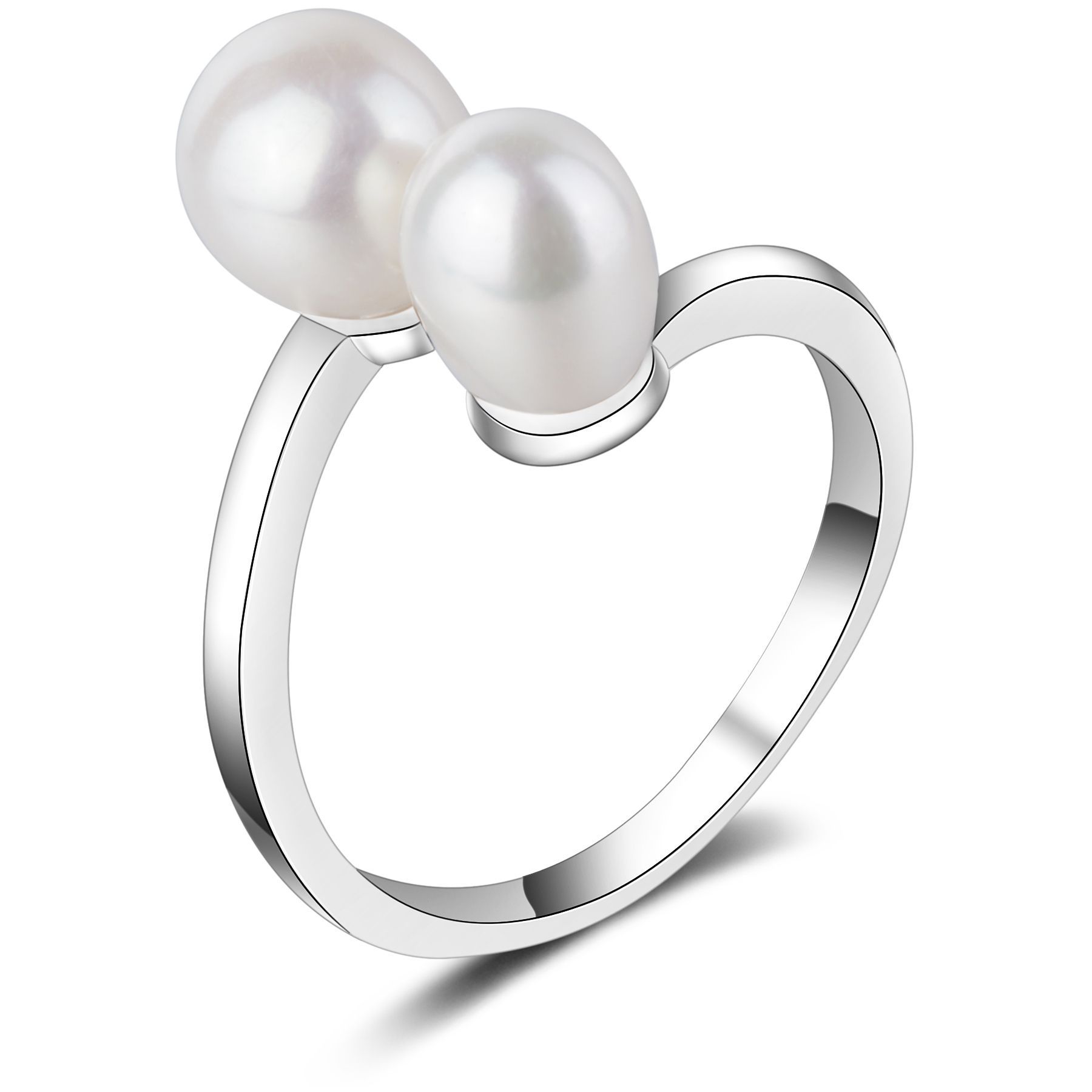 Silver white pearl ring discount