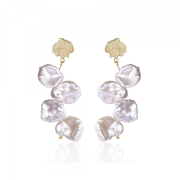 SATU Earrings gold/white pearl