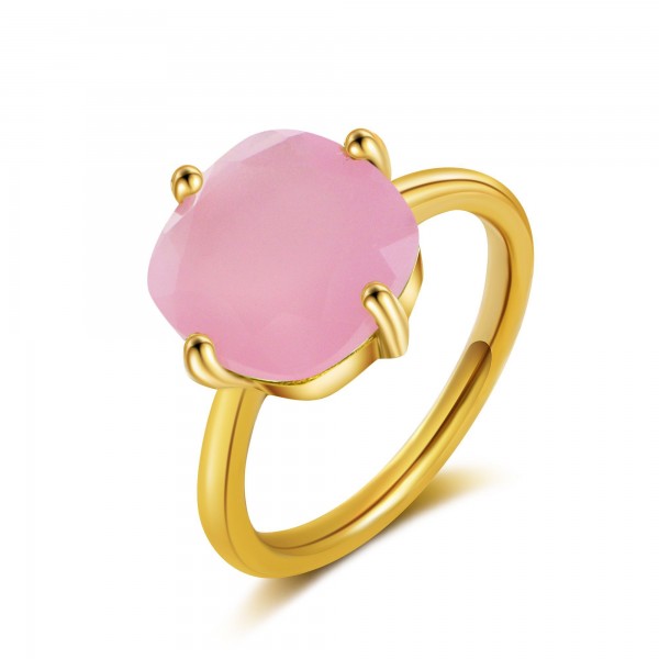 ÉGLANTINE Bague Calcédoine rose