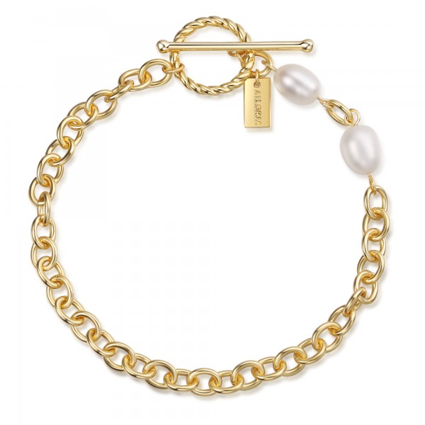 SHOUHEI Armband gold/weiße Perle