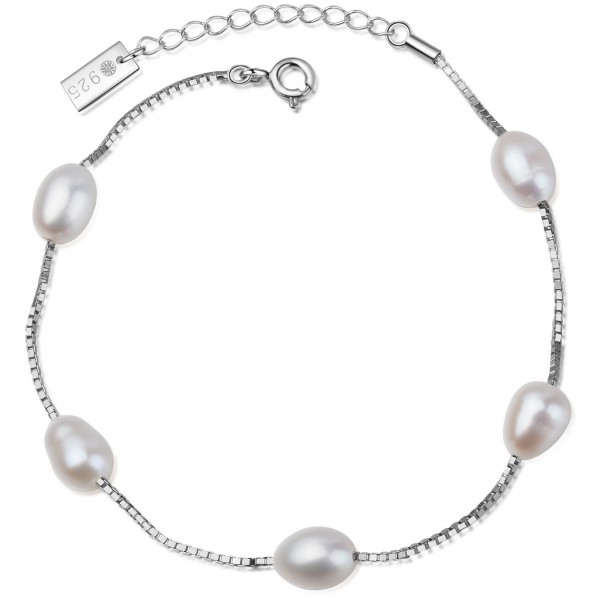 MATSU Armband Silber/weiße Perle