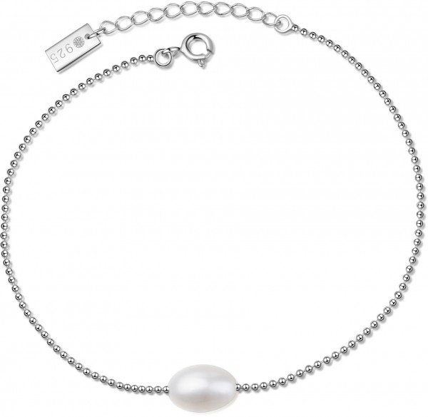 MISAKI Armband Silber/weiße Perle