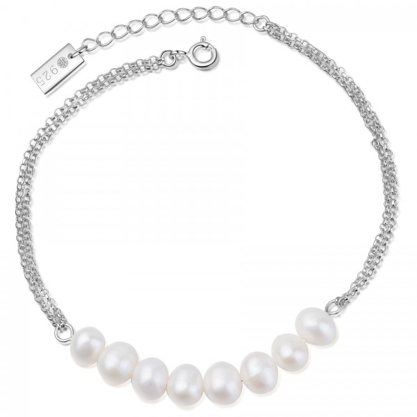MAKANI Bracelet silver/white pearl